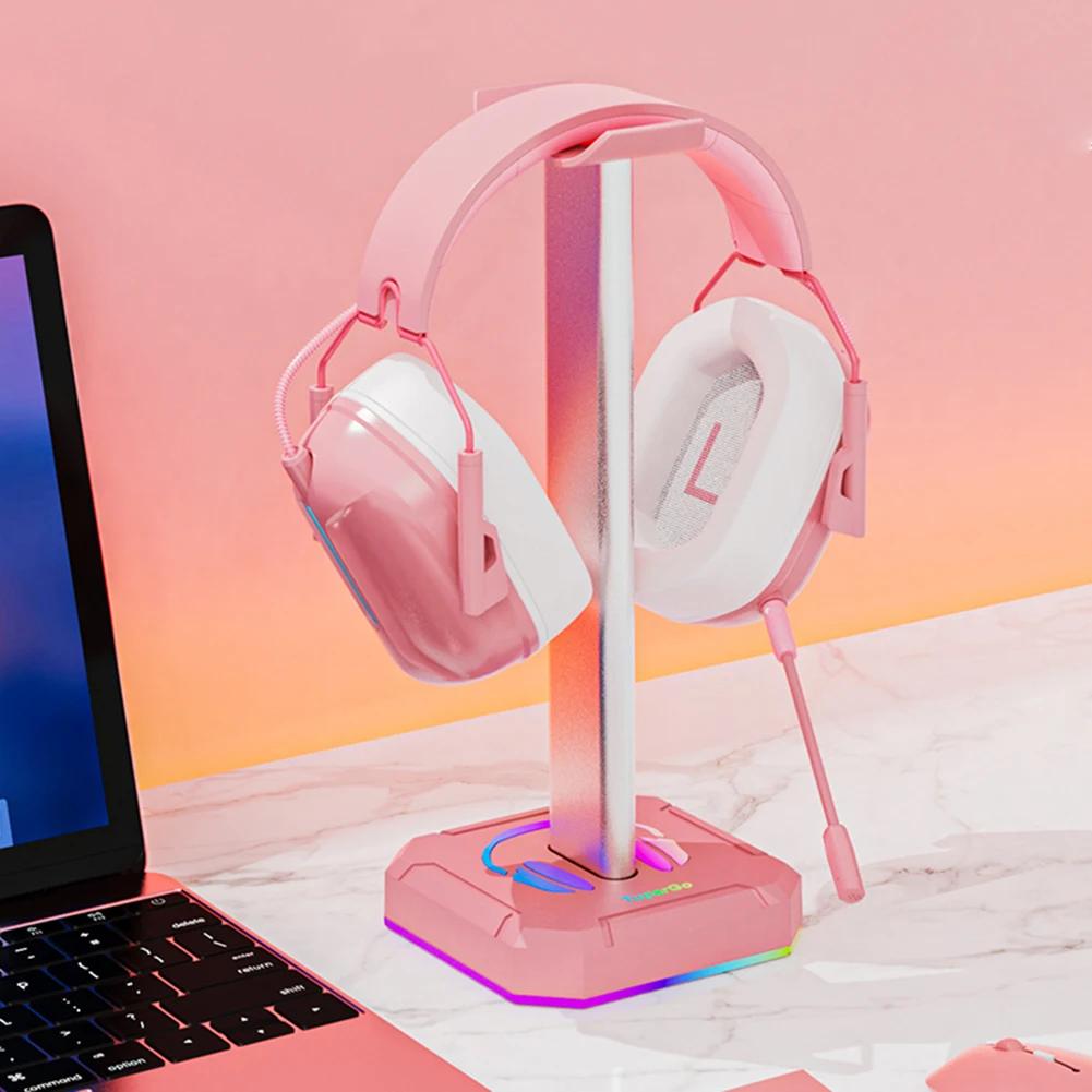 Headphone Bracket Display Rack RGB Backlight Head Mounted Headphone Stand Holder Desktop Organizer Vertical Bracket Hanger