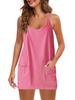 2025 Summer Sleeveless Solid Color Dress with Thin Straps & Pocket