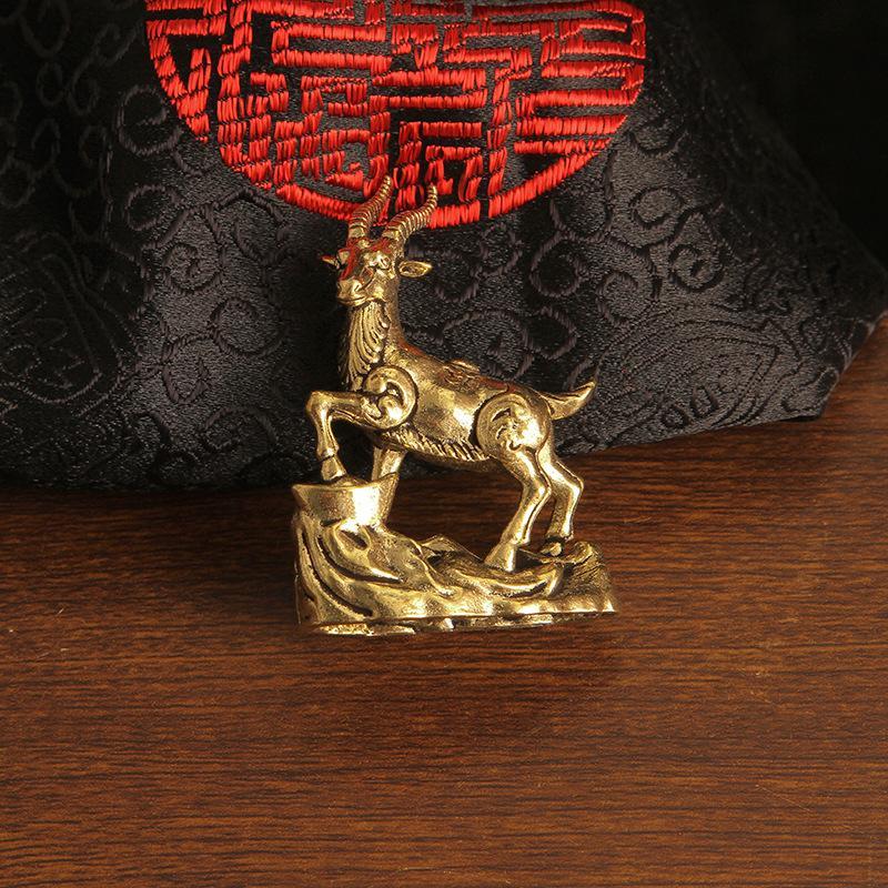 Chinese Zodiac Goat Sculpture Step On Money Sheep Figurine Brass Animal Statue Desktop Ornament Wealth Fengshui For Home Decor