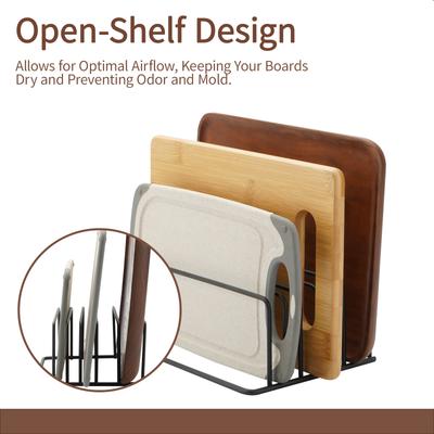 Küchenschneidebrett-Organizer-Ständer 5-stöckiger Metallständer für Schneidebretter, Backformen, Tabletts (1 Stück Schwarz)