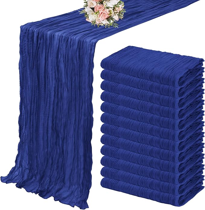 20Pcs Grey Blue Table Runner 40x275cm Gauze Table Runner for Wedding Reception Sheer Bridal Birthday Party Table Decoration