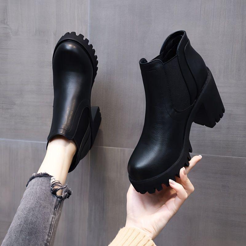 Fashion versatile and comfortable Martin boots women's 2025 autumn and winter new British style thick-soled high-heeled thin thick-heeled women's boot