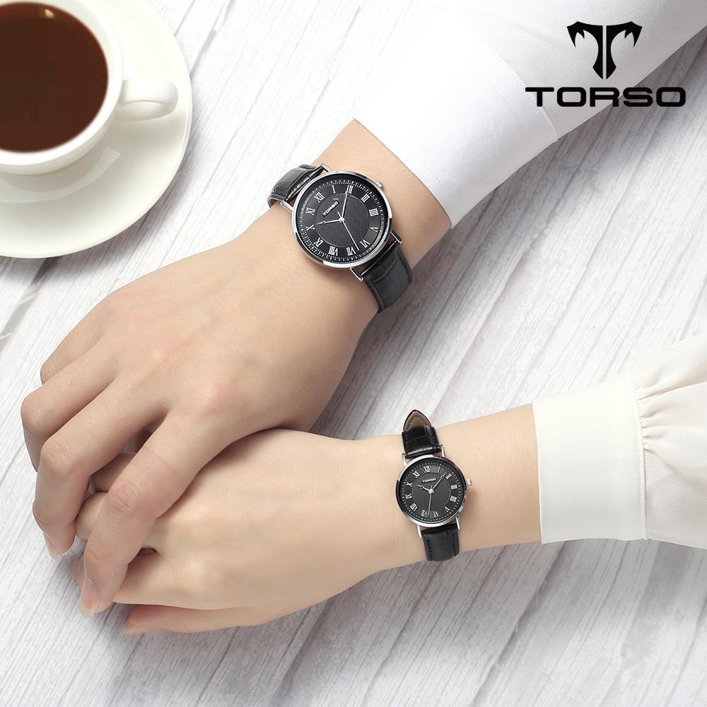 Toleuso T107L-Sbbk Classico Quartz Couple Watch Men'S & Women'S Leather Watch