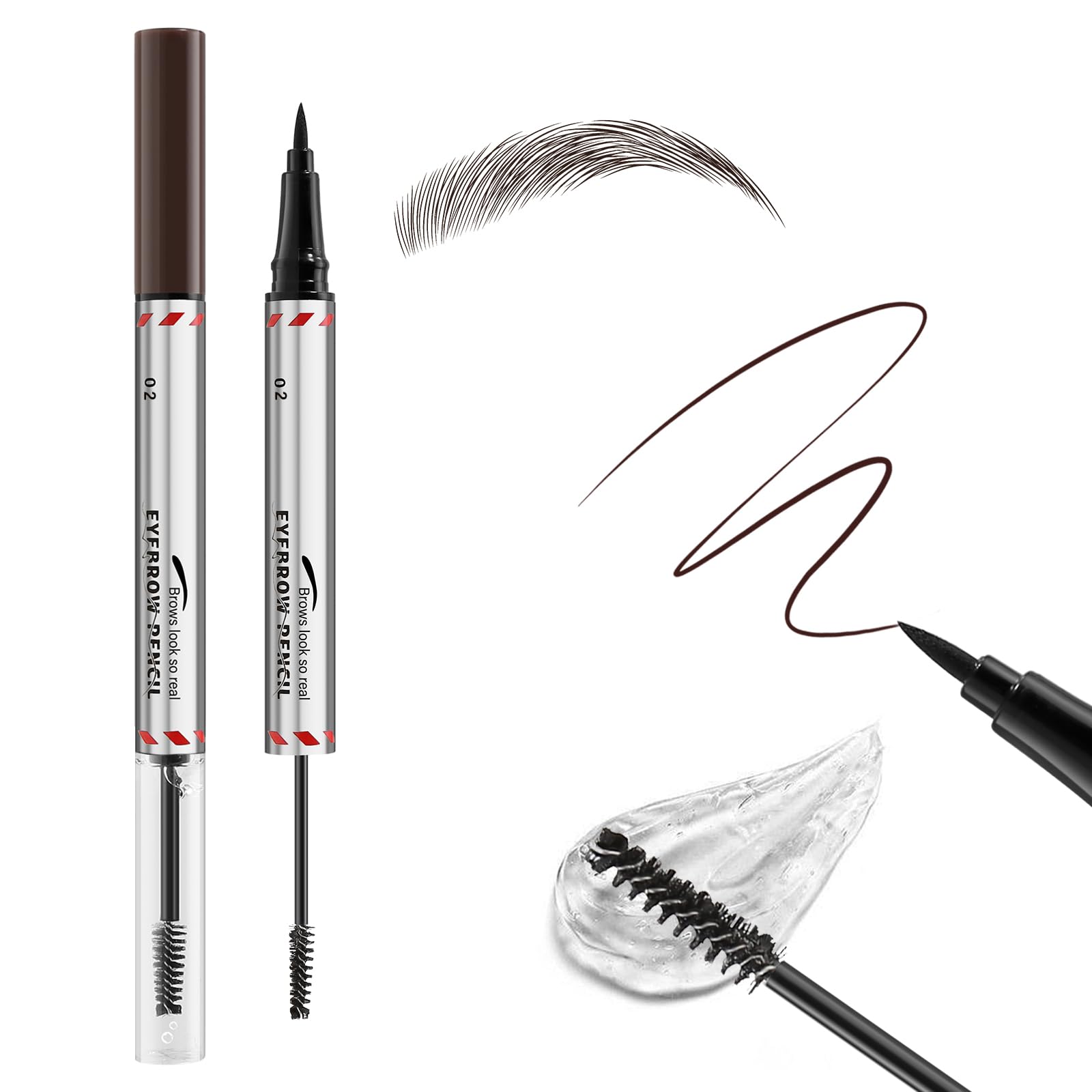 Boobeen Duo Liquid Eyebrow Pencil: A smooth eyebrow pencil with an ultra-fine brow pencil and eyebrow styling gel. Long-lasting and smudge-proof,