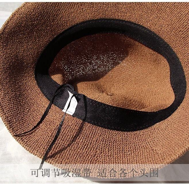 Cotton and Linen Fisherman Hat Women's Summer Breathable Knitted Basin Hat Versatile Straw Hat Artistic Top Hat Sun Protection and Sunshade Hat