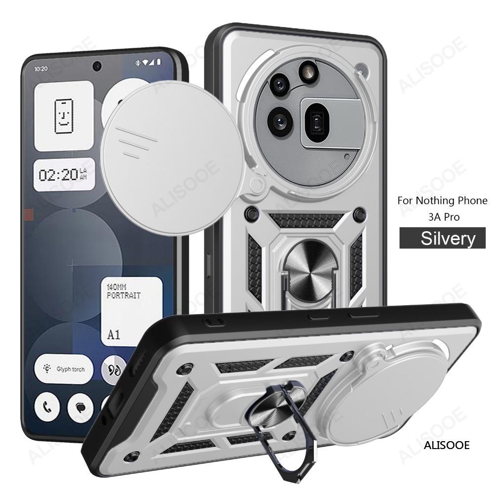 

Чохол Funda for Nothing Phone 3A Pro, захисне кільце для камери, підставка, ударостійка задня кришка для NothingPhone 3A Pro Nothing Phone 3A Pro срібний