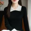 Collared Knitted Sweater with Long Sleeves, Women's New Autumn-winter Style, Multi-color, Slim-fitting, Figure-hugging Base Layer Top