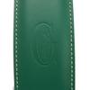 Used 9776 Bandouliere 4.7" 7954 Current Calfskin Silver 0.8" Width Excellent Condition Logo Embossed Green Unisex from
