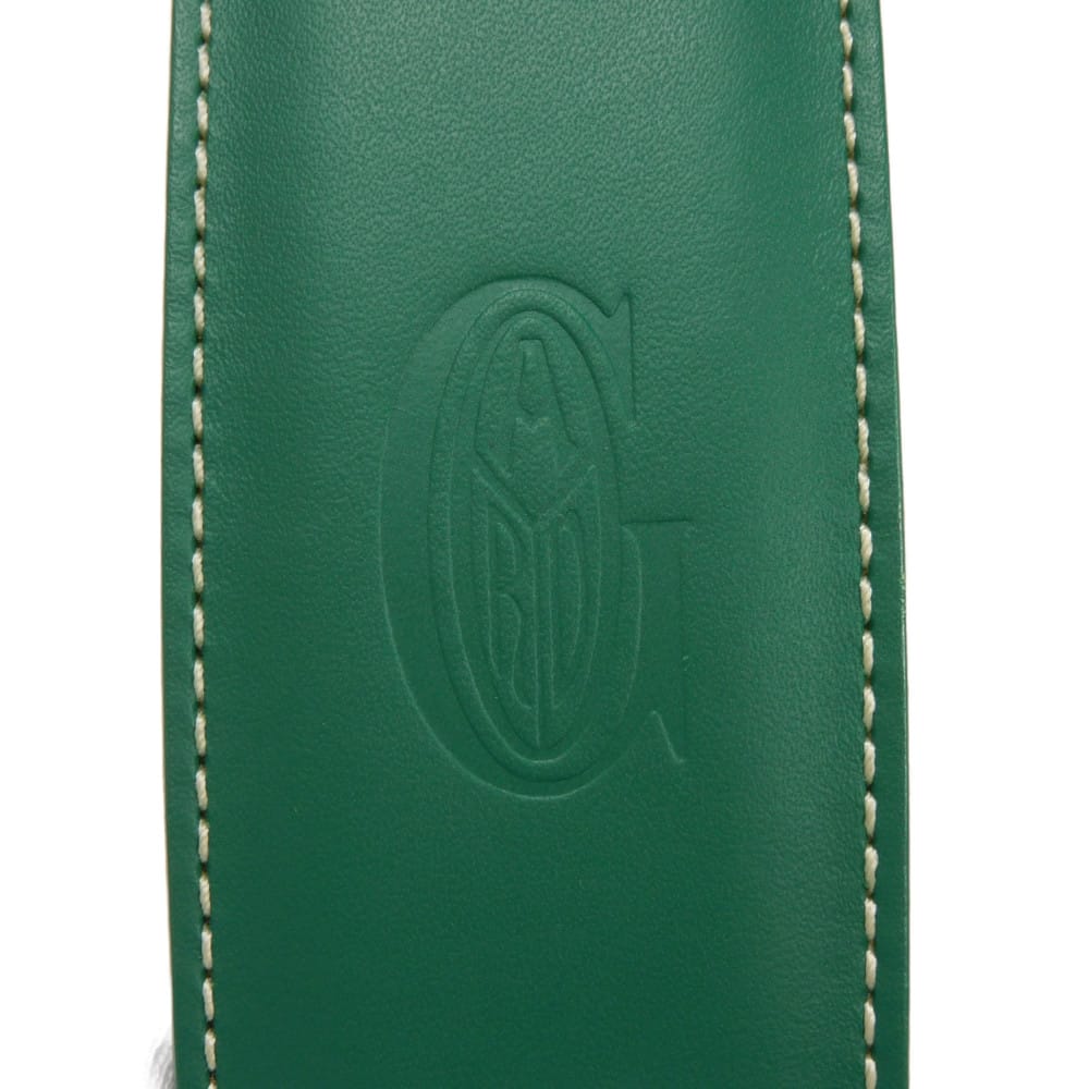 Used 9776 Bandouliere 4.7" 7954 Current Calfskin Silver 0.8" Width Excellent Condition Logo Embossed Green Unisex from