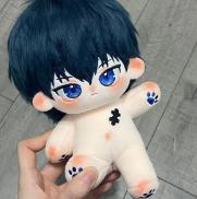 Gevuld 20cm Anime Blue Lock Isagi Yoichi Cosplay Pluche Katoenen Poppen Met Skelet Lichaam Aankleed Speelgoed Voor Kinderen Verjaardagscadeaus With skeleton