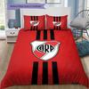 River Plate FC Red Background Vertical Black Stripe Shield Crest Bedding Set Argentine Soccer Duvet Cover Football Fan Bedroom Home Decor Bedding