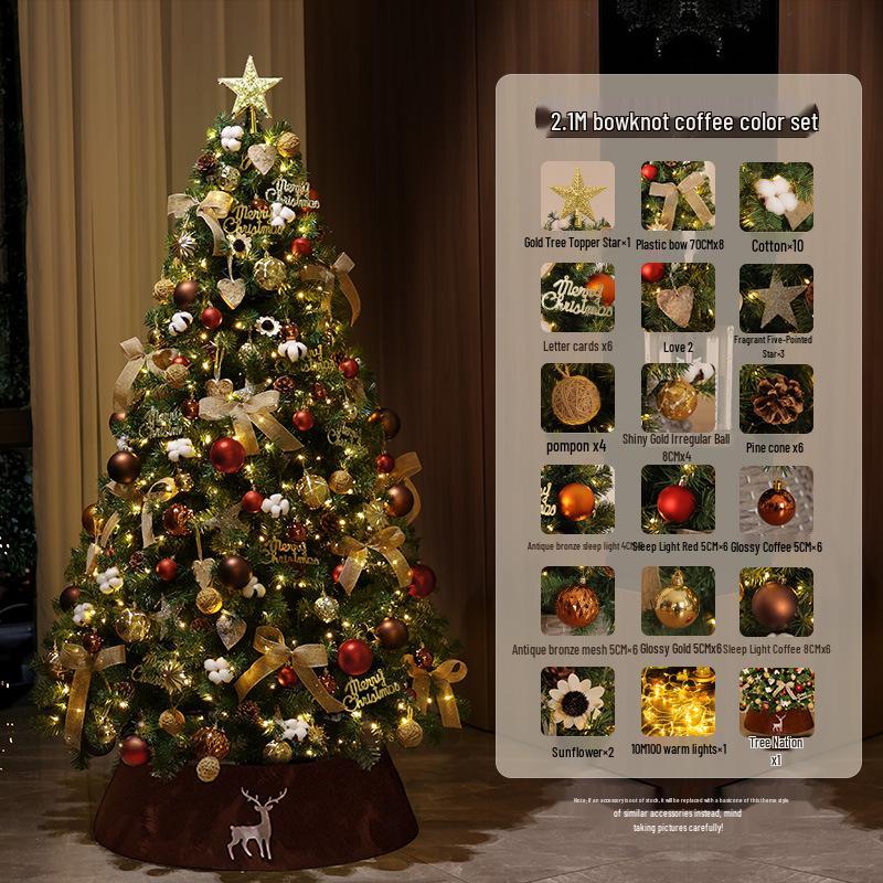 Large Encrypted Flickering Christmas Tree Ornament Set for Living Room Decor