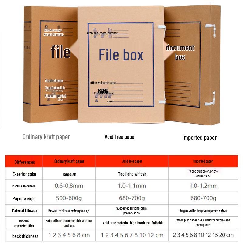 10cm Thick Extra Large Kraft Paper A4 File Box - Acid-Free Document Organizer