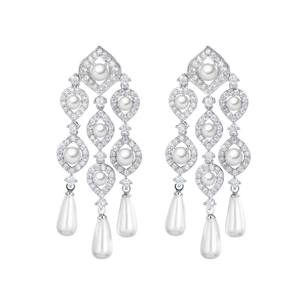 Needle Heavy Industry Pearl Fringed Earrings Retro Court Feng Shui Drop Long Thin Earrings Earrings