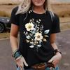 A New Summer Short-sleeved Women's T-shirt with Plant and Floral Prints