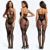New Plus Size Women Fishnet Halter Neck Backless Hollow-out Bodystocking Babydoll Lingerie Chemises Underwear Teddies Bodysuit Plus Size Nightwear