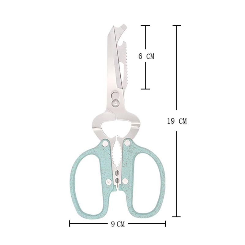 10 i 1 avtagbar knivsaks i rustfritt stål Halmhåndtak Multifunksjonell kjøkkensaks Husholdningshåndverktøy