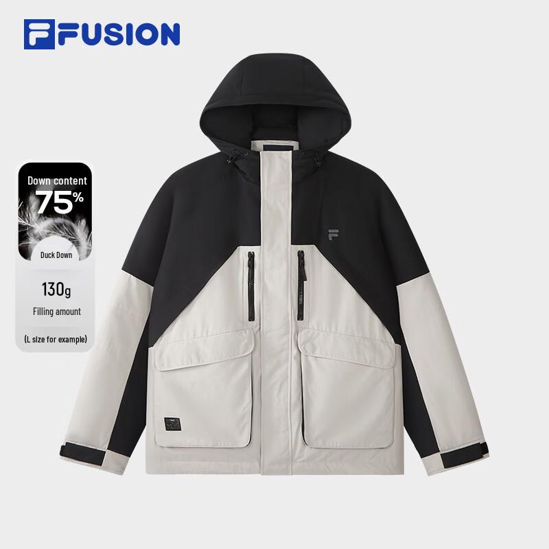 FILA FUSION Men s Color-Block Hooded Down Jacket L