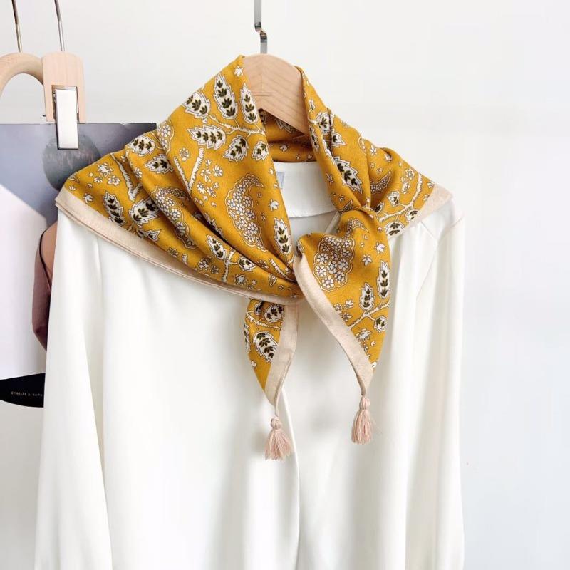 Vintage Tassel Square Scarf Women S Versatile Elegant Shawl