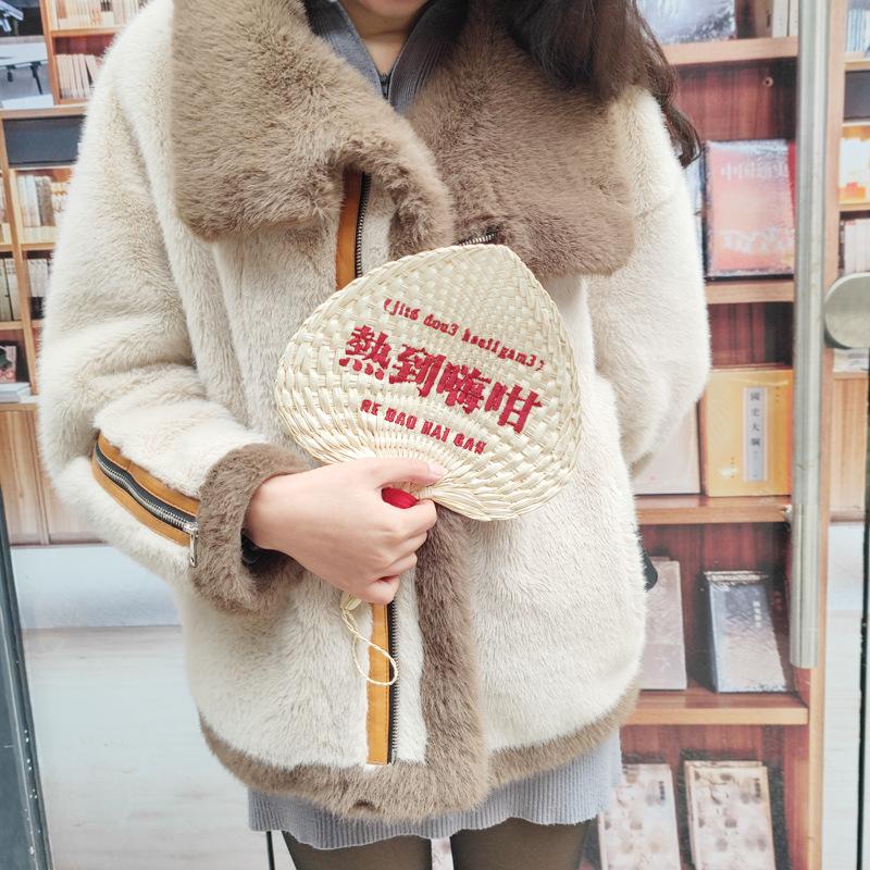 Cantonese Handheld Sunflower Palm Leaf Fan: Purely Hand-Woven, Portable, with Embroidered Logo.