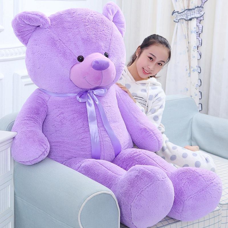 Large Purple Teddy Bear Lavender Bear Purple Ribbon Bear Plush Toy Big Bear Rag Doll Girl