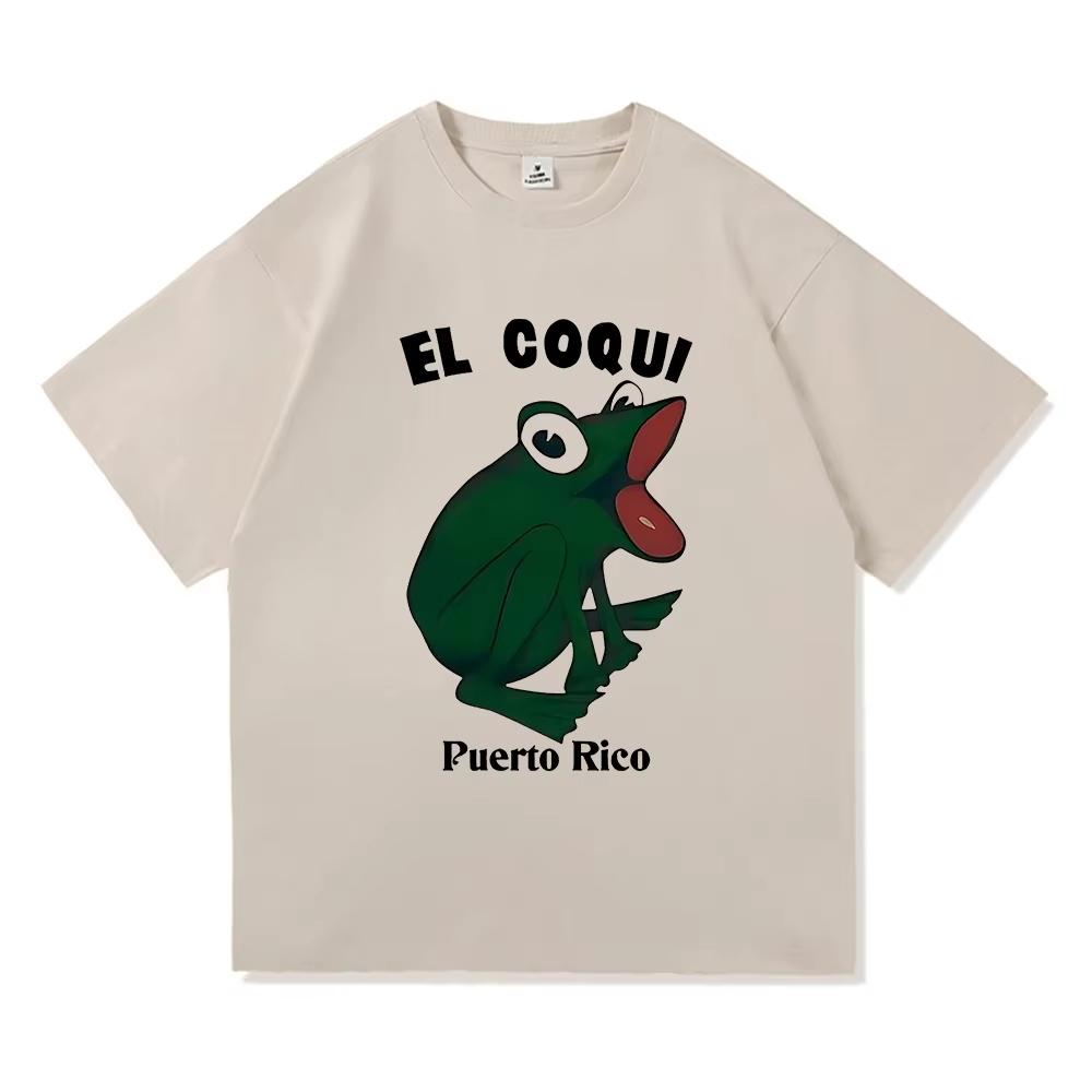 Bad Bunny El Coqui Frog T Shirt 2026 Debi Tirar Mas Fotos Men Clothing Harajuku Unisex High Quality Cotton Tops Graphic T Shirts