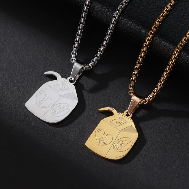 Hip-hop Style Pendant Necklace Corrosion Cute Bear Drink Box Corrosion Valentine's Day Gift