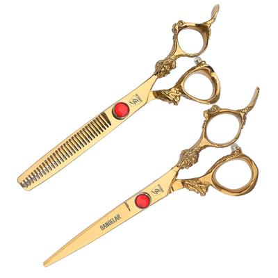 6palcové zlaté nůžky na vlasy Dračí rukojeť Profesionální kadeřnické nůžky Stříhací nůžky Ředící nůžky Rodinný střih vlasů