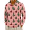 Herren Freizeit Weihnachtsdruck Knopf Langarmhemd
