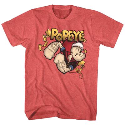 Popeye The Sailorman Bursting Through Men's T Shirt Vintage Tattoos Cartoon Icon
