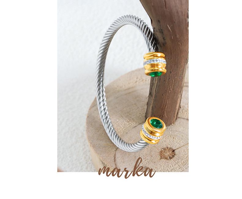 Titanium Steel Multi-Color Zirconia Open Bangle - Cross-Border Stainless Steel Hand Ornament