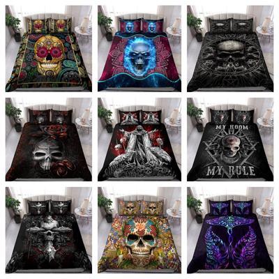 Juego de cama con funda de edredón y calaveras, juego de cama para el hogar, regalo