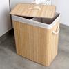 Bamboo Bathroom Laundry Basket, Double Compartment, Split, for Clothes