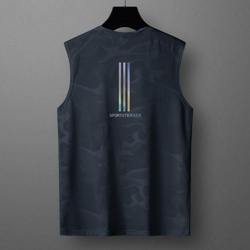 

Летняя футболка Ice без рукавов с круглым вырезом и мужская майка для занятий спортом и фитнесом с принтом, большая футболка из ледяного шелка L