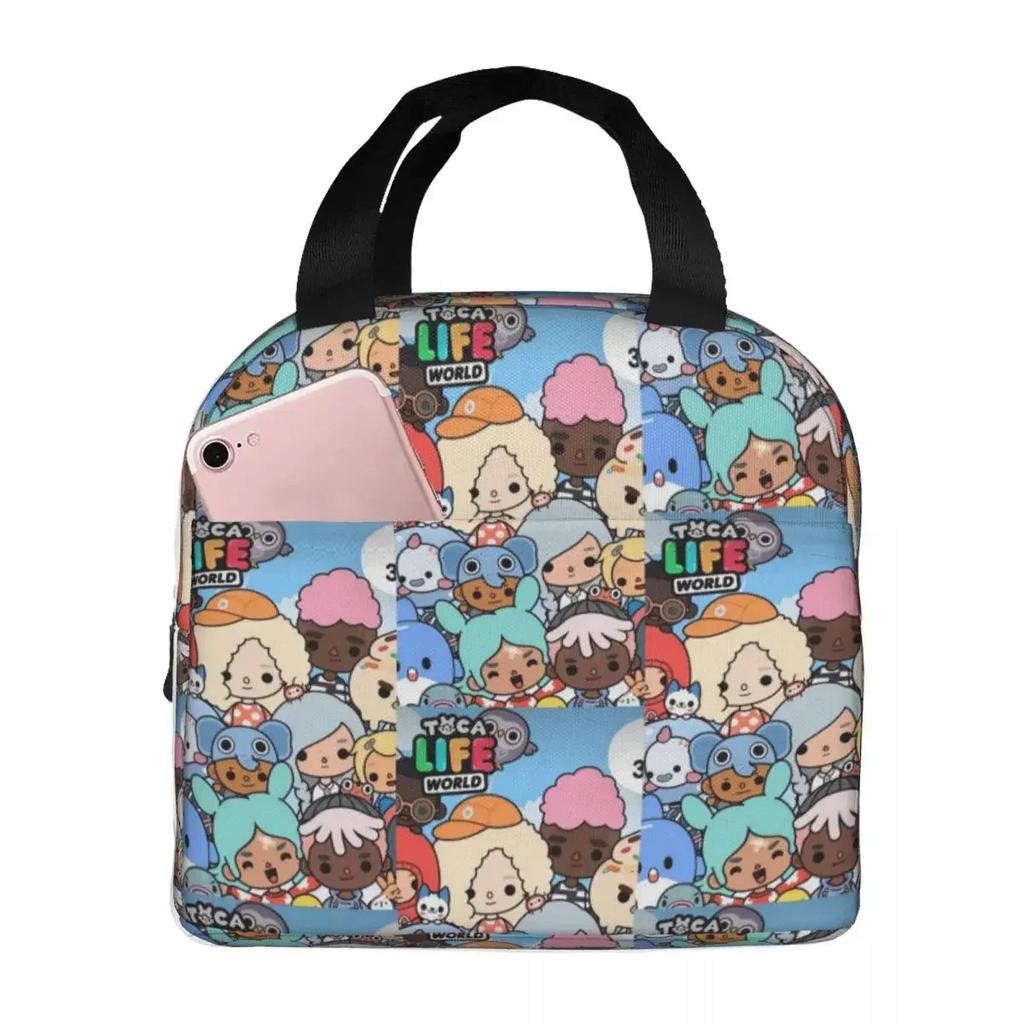 Toca Boca Spiel Isoliert Lunchtasche für Damen Büro Kühlbox Thermisch Essensbox Tragetasche Tragbare Lunchboxen Behälter