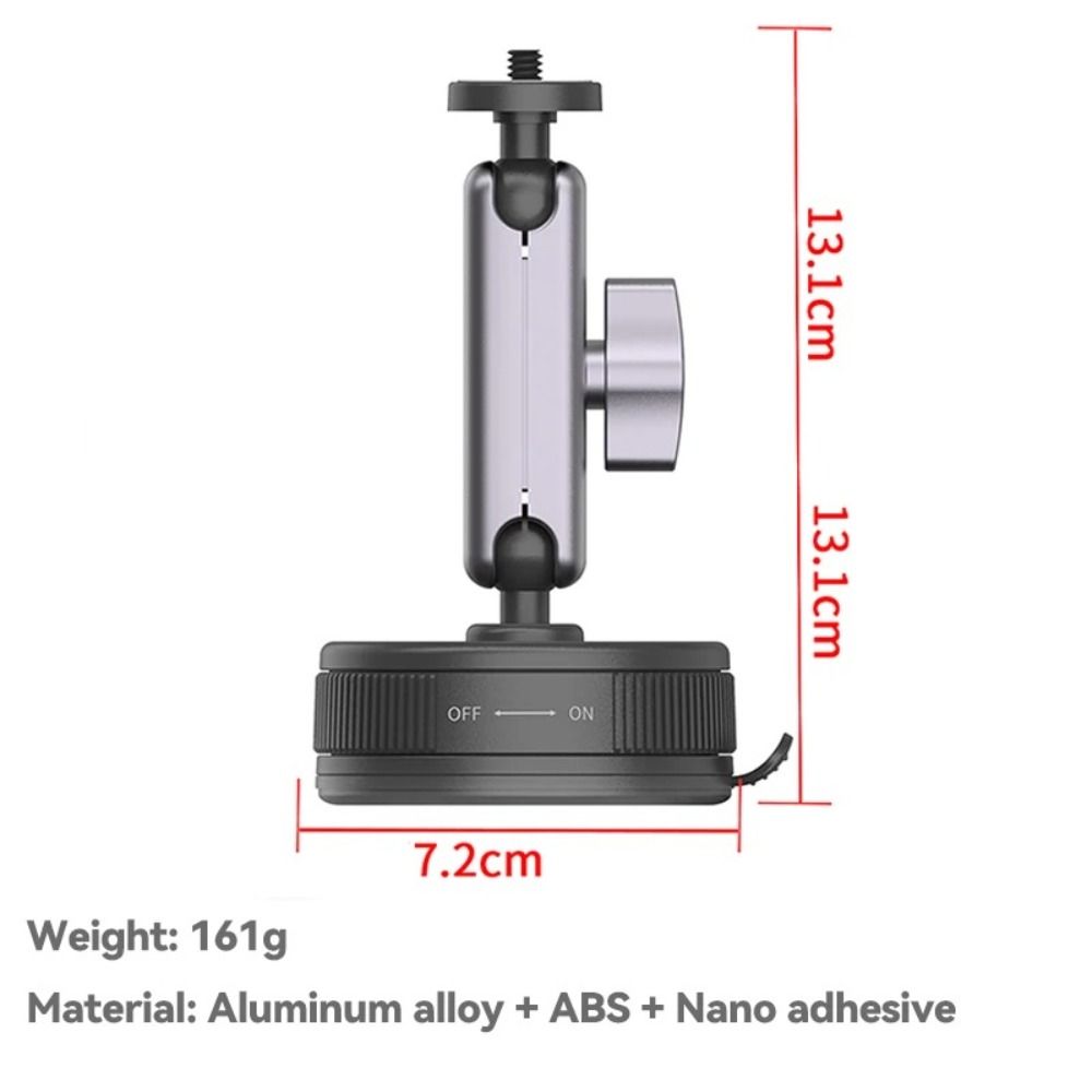 Aluminum Alloy Suction Cup Car Mount Black ABS Camera Car Mount Adjustable for Insta360 X3 X4 X5 GO Ultra ACE PRO 2 GO 3S