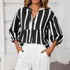 Camicetta da Donna a Righe con Scollo a V e Stampa Top Versatile Casual per l'Uso Quotidiano