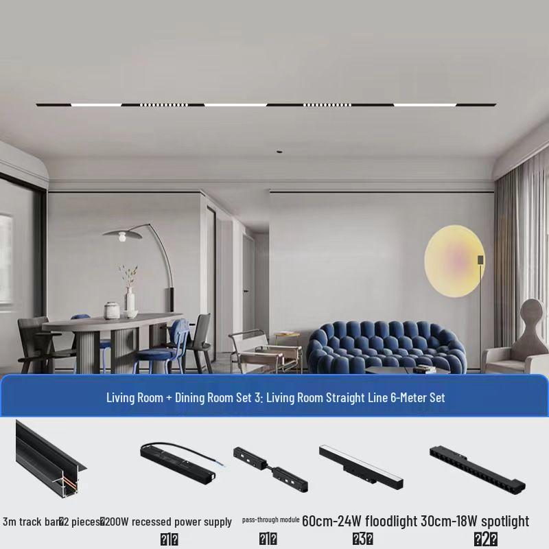 Recessed Magnetic Track Light: Concealed Linear Spotlight for Living Rooms, Bedrooms, Hallways & Household Surfaces