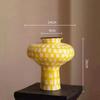 Creative Ceramic Vase Yellow Geometric Check Pattern Ceramic Handicrafts Flower Arrangement Accessories Flowerpot Home Decoratio