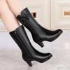 Fashion Fleece-Lined Middle Heel Half High Boots for Women New Rock Gyaru In Gothic Mid Calf Shoes Woman Designer Luxury Work Footwear