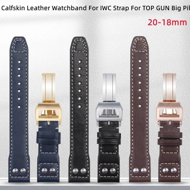 

Ремешок для часов из натуральной яловой кожи 21 мм 22 мм с гвоздем для IWC PILOTPORTOFINO PORTUGIESER ремешок для часов складная пряжка аксессуары