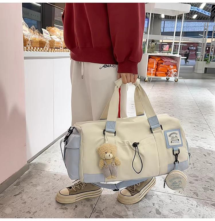 

Large Capacity Gym Bag for Women Canvas Storage Tote Lightweight Travel Bag Shoulder Bag with Crossbody Strap Gym синий