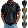 Men's Summer Solid Color Button Lapel Loose Short Sleeve Top