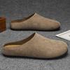 Men's Slippers New Retro Solid Color Flat Bottom Women's Slingback Shoes Closed Toe Round Toe Suede Clogs Sandals Autumn