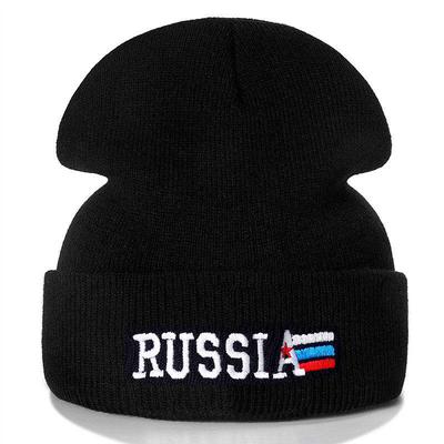 Letter RUSSIA Flag Embroidered Casual Winter Hat For Unisex Women Warm Knitted Hat Fashion Streetwear Beanie Cap