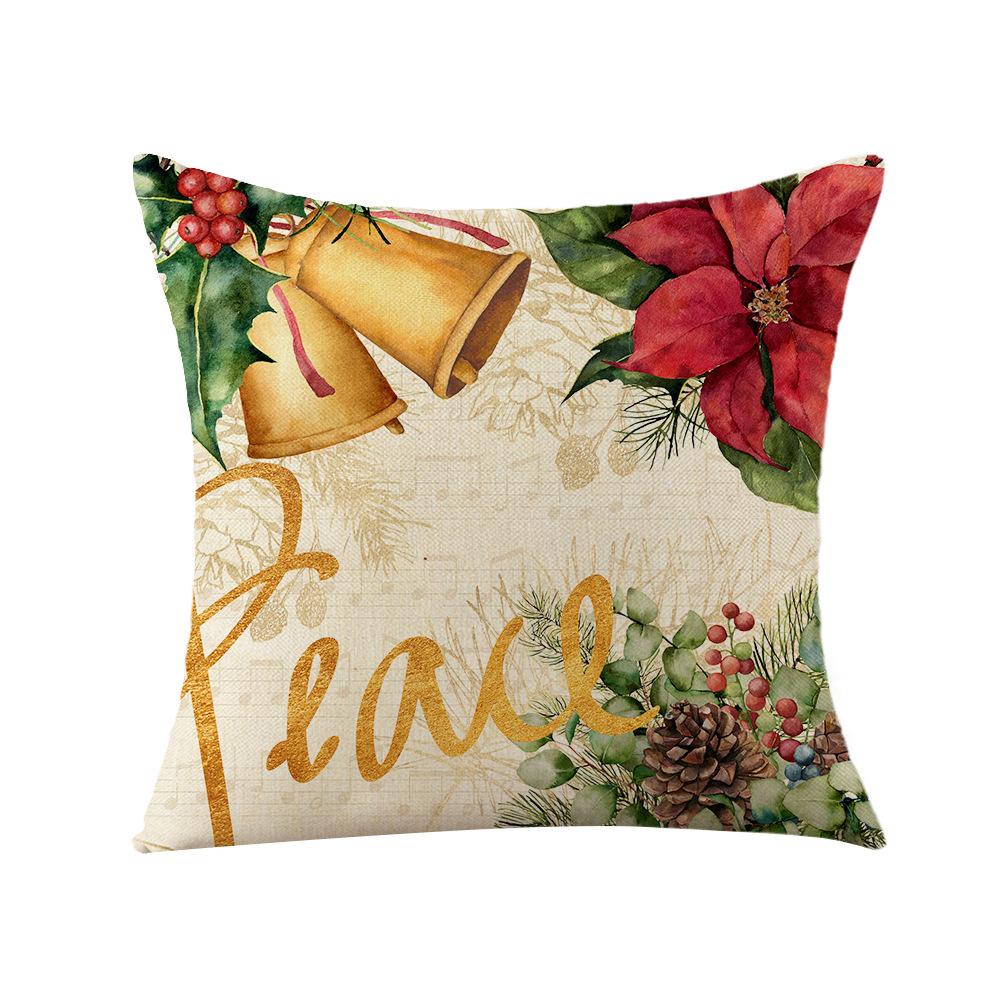 Christmas Pillow Cover Linen Printed Festive Festive Home Living Room Sofa Pillow Cover Cushion Cover