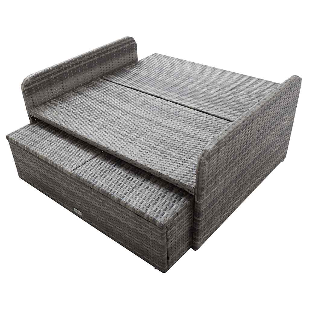 2 Piece Garden Lounge Set with Cushions Poly Rattan Gray