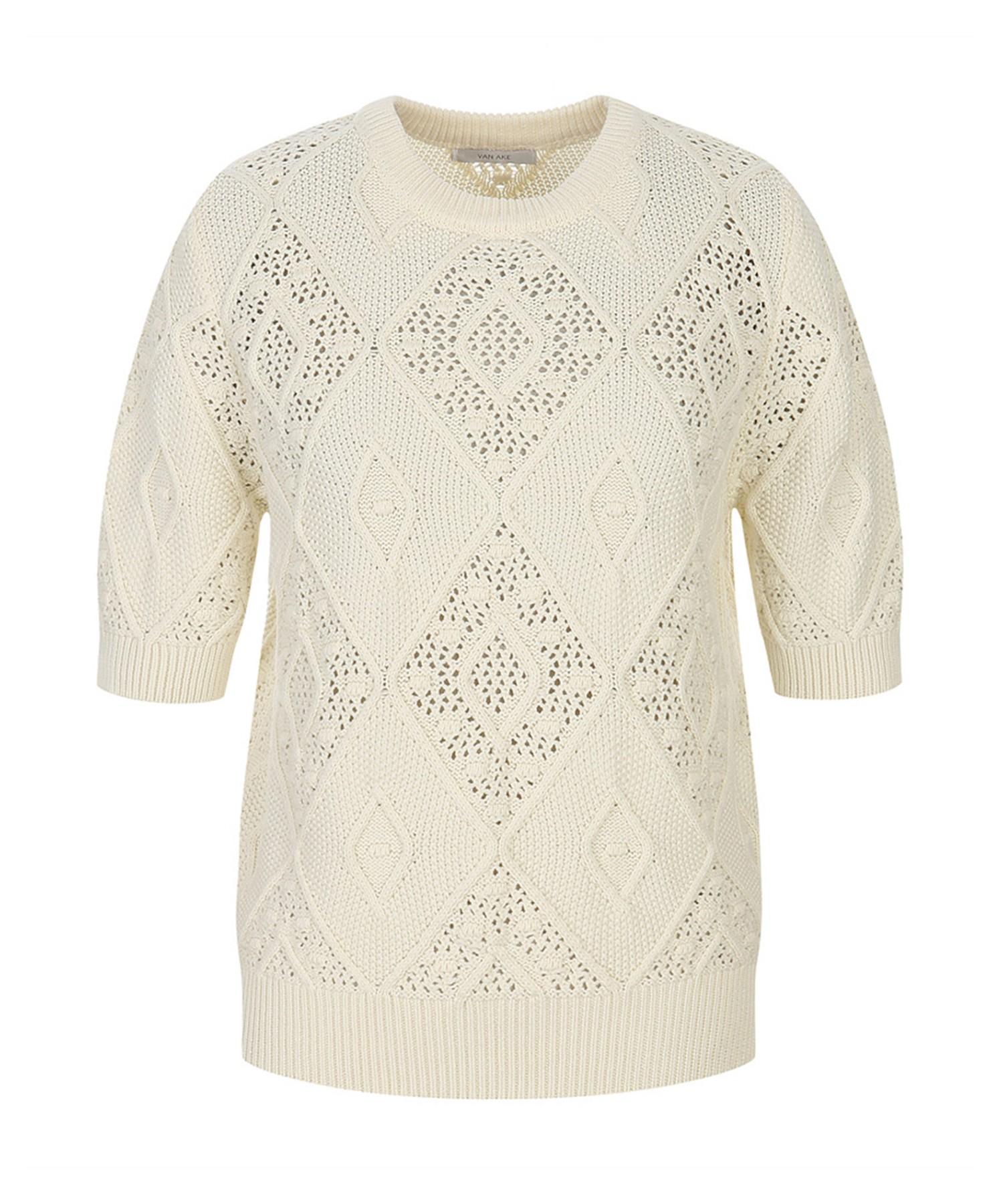 Vanake Diamond Pattern Short Sleeve Knit_Vb43Ktq304Z Select: Black(Bk)/F(Free)