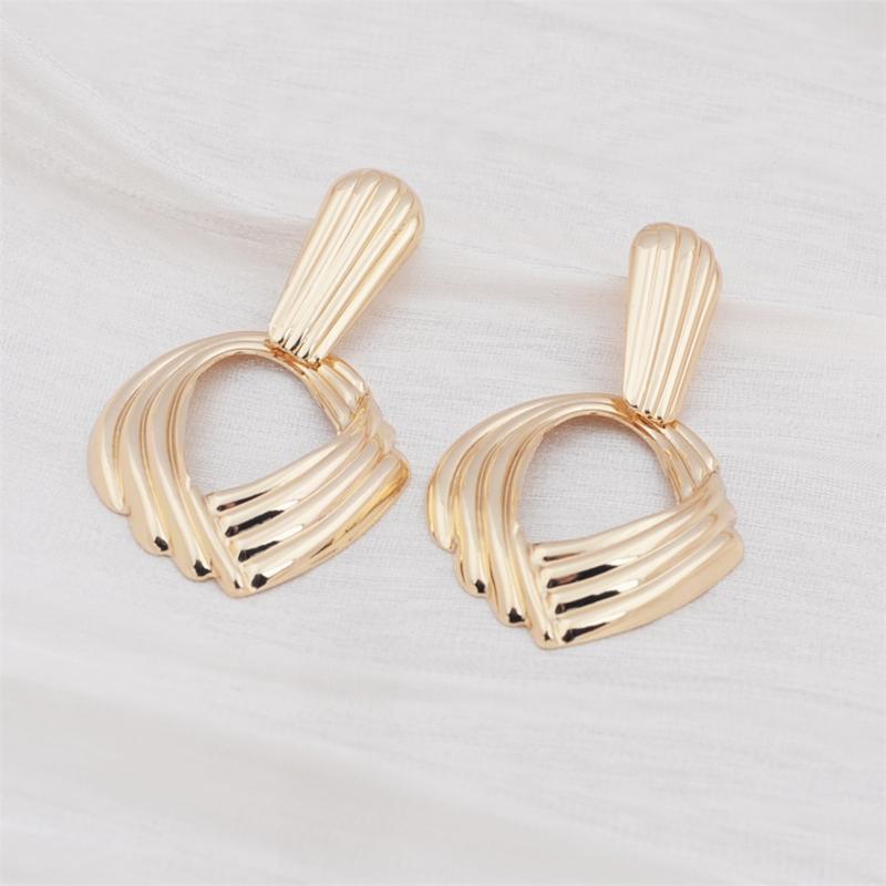 Exaggerated Geometric Irregularity Smooth Metal Twist Pendant Earrings for Women Temperament Jewelry