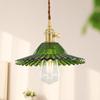 Cerdeco Antique-Style Pendant Light, Retro Overseas Style, Green Glass, Nordic Modern Style, Hanging Light, Indirect Lighting, Ceiling Light, E26 Base